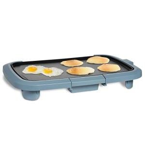 COOK WITH COLOR Electric Griddle 1200W, Nonstick Surface for Pancakes, Burgers, Eggs & More, Removable Temperature Control, Slide-Out Drip Tray, 10" x 16" Cooking Area, Slate Blue