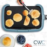 COOK WITH COLOR Electric Griddle 1200W, Nonstick Surface for Pancakes, Burgers, Eggs & More, Removable Temperature Control, Slide-Out Drip Tray, 10" x 16" Cooking Area, Slate Blue