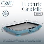 COOK WITH COLOR Electric Griddle 1200W, Nonstick Surface for Pancakes, Burgers, Eggs & More, Removable Temperature Control, Slide-Out Drip Tray, 10" x 16" Cooking Area, Slate Blue