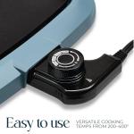 COOK WITH COLOR Electric Griddle 1200W, Nonstick Surface for Pancakes, Burgers, Eggs & More, Removable Temperature Control, Slide-Out Drip Tray, 10" x 16" Cooking Area, Slate Blue