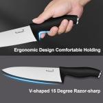 Kuisine Kitchen Chef Knife Block Set,High Carbon Stainless Steel Sharp Knife Set with Built-in Sharpener,Elegant Gift(Black,15pcs)