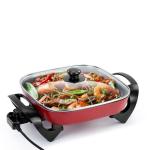 Holstein Housewares 12-Inch Electric Skillet - 1400W Electric Pan with Adjustable Temperature Control, PFOA-Free Non-Stick Coating, Cool-Touch Handles, Multi-Function Cooker, Red