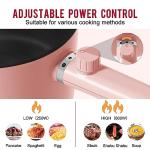 Topwit Hot Pot Electric, 1.5L Ramen Cooker, Portable Non-Stick Frying Pan, Electric Pot for Pasta, Steak, BPA Free, Electric Cooker with Dual Power Control, Over-Heating & Boil Dry Protection, Pink
