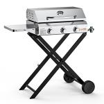 ONLYFIRE GRILLS Portable Propane Gas Griddle 3-Burner with Foldable Cart & Side Table, Flat Top Gas Grill Griddle Stove with Lid, for Outdoor Cooking Patio Backyard Camping RV Tailgating Beach, GS310