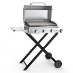 ONLYFIRE GRILLS Portable Propane Gas Griddle 3-Burner with Foldable Cart & Side Table, Flat Top Gas Grill Griddle Stove with Lid, for Outdoor Cooking Patio Backyard Camping RV Tailgating Beach, GS310
