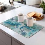 Sea Turtles Dish Drying Mat for Kitchen Counter Microfiber Super Absorbent Non-Slip Dish Drying Pad for Countertops Dishes Utensils Stylish Quick-Dry Machine Washable 18x24 Inch