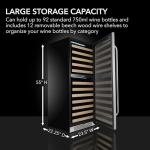 Whynter BWR-0922DZ 92 Wine Bottle Built-in or Freestanding Stainless Steel Dual Zone Compressor Large Capacity Refrigerator Rack for Open LED Display, Black