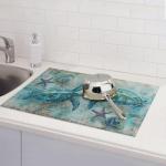 Sea Turtles Dish Drying Mat for Kitchen Counter Microfiber Super Absorbent Non-Slip Dish Drying Pad for Countertops Dishes Utensils Stylish Quick-Dry Machine Washable 18x24 Inch