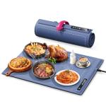 Food Warming Mat - Fast & Full Surface Heating, Silicone Heat Pad with 3 Adjustable Temperature for Buffets Parties, Rollable Electric Warming Tray,Kitchen Heated Plate,Countertop Food Warmer(Blue)