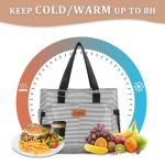 Large Women Lunch Bags/Insulated Adult Lunch Box/Leakproof Cooler Lunch Tote Bag with Storage Pocket. Reusable Lunch Purse for Work Picnic Hiking 12L, Stripe