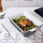 KOOV Ceramic Casserole Dish With Lid, Covered Rectangular Set, Lasagna Pan for Cooking, Baking Dish for Dinner, 9 x 13 Inches, Gradient Series (Gradient Blue)