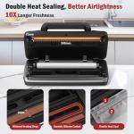 95kpa Vacuum Sealer Machine, Updated 2025 Commercial Fully Automatic Food Sealer, 10-in-1Functions & Powerful Sealing System with Double Heat Seal, Easy-Lock Handle, Built-inCutter and Bag Storage