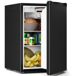 Antarctic Star 2.6 Cu.Ft.Compact Refrigerator with Freezer, Mini Fridge Single Door with Adjustable Thermostat,Removable Glass Shelves for Apartment,Dorm,Office,Kitchen，BLACK