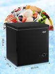 Chest Freezer KRIB BLING 5.0 cu.ft Mini Adjustable 7 Thermostat Compact Deep Freezer Top Door Low Noise with Removable Basket Black