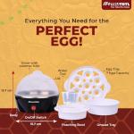 truTRTL Electric Egg Cooker | Boils upto 7 eggs | Poacher | Omelet maker | Vegetable steamer, dumpling & More | Royal Black