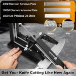 Professional Adjust Knife Sharpener Kit, Aluminium Alloy Precision Fixed Angle Guide Knife Sharpening System with #400, #1000 Diamond Plate, Polishing Oil Stone for Kitchen, Pocket, Hunting Knives