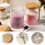 Glass Sugar Container with Spoon - 2 Pack 15oz Glass Jars with Bamboo Lid and Spoon, Bamboo Lid Storage Jar Canister for Coffee Beans, Spice, Brown Sugar, Tea, Flour, Nuts, Candy, Salts and More
