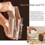 Glass Sugar Container with Spoon - 2 Pack 15oz Glass Jars with Bamboo Lid and Spoon, Bamboo Lid Storage Jar Canister for Coffee Beans, Spice, Brown Sugar, Tea, Flour, Nuts, Candy, Salts and More