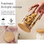 Glass Sugar Container with Spoon - 2 Pack 15oz Glass Jars with Bamboo Lid and Spoon, Bamboo Lid Storage Jar Canister for Coffee Beans, Spice, Brown Sugar, Tea, Flour, Nuts, Candy, Salts and More