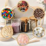 Glass Sugar Container with Spoon - 2 Pack 15oz Glass Jars with Bamboo Lid and Spoon, Bamboo Lid Storage Jar Canister for Coffee Beans, Spice, Brown Sugar, Tea, Flour, Nuts, Candy, Salts and More