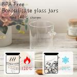 Glass Sugar Container with Spoon - 2 Pack 15oz Glass Jars with Bamboo Lid and Spoon, Bamboo Lid Storage Jar Canister for Coffee Beans, Spice, Brown Sugar, Tea, Flour, Nuts, Candy, Salts and More