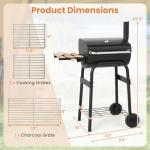 Giantex Portable Charcoal Grill with Foldable Side Table, Outdoor BBQ Smoker Grill with Wheels, Thermometer, Adjustable Air Vent, Bottom Shelf, Barrel Barbecue Grills for Patio, Camping & Tailgate