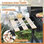 Giantex Portable Charcoal Grill with Foldable Side Table, Outdoor BBQ Smoker Grill with Wheels, Thermometer, Adjustable Air Vent, Bottom Shelf, Barrel Barbecue Grills for Patio, Camping & Tailgate