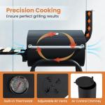 Giantex Portable Charcoal Grill with Foldable Side Table, Outdoor BBQ Smoker Grill with Wheels, Thermometer, Adjustable Air Vent, Bottom Shelf, Barrel Barbecue Grills for Patio, Camping & Tailgate