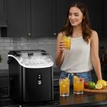 Nugget Countertop Ice Maker with Soft Chewable Pellet Ice, Automatic 34Lbs/24H,Pebble Portable Ice Machine with Ice Scoop, Self-Cleaning, One-Click Operation, for Kitchen,Office, Bar(Highlight Black)