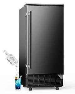 Commercial Under Counter Ice Maker with Drain Pump, Produces 85Lbs Daily Output, 24Lbs Storage Capacity, Self-Cleaning, 24H Timer, Built-in Freestanding Design, Ice Machine for Home, Bar, Cafe