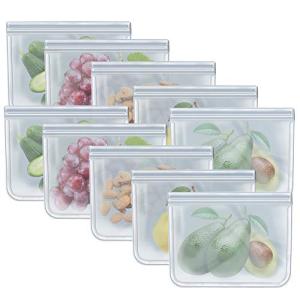 RLAVBL 10 Pack Quart Freezer Bags, Reusable Food Storage Bags for Vegetable, Liquid, Snack, Meat, Sandwich, 8.46x7.28 Inch