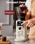 Tuni G1 Conical Burr Coffee Grinder, 48 Grind Settings Anti-static Burr Mill, Precision Electronic Timer and LED Touchscreen for Espresso/Drip/Cold Brew/French Press, Stainless Steel, Ivory