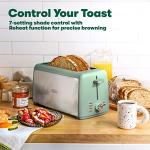 BELLA 4 Slice Toaster, Long Slot & Removable Crumb Tray - 7 Shading Options with Auto Shut Off, Cancel & Reheat Button - Toast Bread & Bagel, Sage