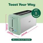 BELLA 4 Slice Toaster, Long Slot & Removable Crumb Tray - 7 Shading Options with Auto Shut Off, Cancel & Reheat Button - Toast Bread & Bagel, Sage