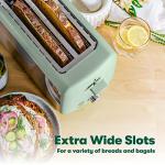 BELLA 4 Slice Toaster, Long Slot & Removable Crumb Tray - 7 Shading Options with Auto Shut Off, Cancel & Reheat Button - Toast Bread & Bagel, Sage
