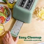 BELLA 4 Slice Toaster, Long Slot & Removable Crumb Tray - 7 Shading Options with Auto Shut Off, Cancel & Reheat Button - Toast Bread & Bagel, Sage