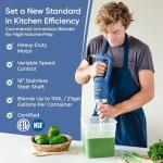 TK Commercial Immersion Blender, 500 Watt/.5 HP Variable Speed Motor, 16,000 RPM Heavy Duty with Performance Assurance - 16"