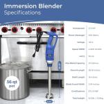 TK Commercial Immersion Blender, 500 Watt/.5 HP Variable Speed Motor, 16,000 RPM Heavy Duty with Performance Assurance - 16"