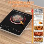 Electric Cooktop, TOPWISH 110-120V Electric Stove Top Single Burner Cooktop LED Touch Control, Child Lock, 10 Power Level, Residual Heat Indicator, 1300W Plug in Glass Countertop Burner for Cooking