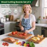 Wooden Cutting Boards for Kitchen Acacia Wood Cutting Board with Juice Groove Built-in Handle Cutting Board Set for Meat Fruits Vegetables