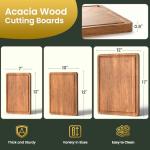 Wooden Cutting Boards for Kitchen Acacia Wood Cutting Board with Juice Groove Built-in Handle Cutting Board Set for Meat Fruits Vegetables
