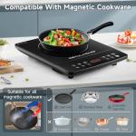 DETOLACHEF Portable Induction Cooktop, Hot Plate Electric Induction Cooker with Sensor Touch, 1800 Watts, 10 Temp from 140°F to 460°F, Countertop Burner with Timer Child Lock