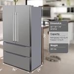 Techomey French Door Refrigerator, Full Size Refrigerator with Ice Maker, 4-Door Freestanding Upright Freezer and Fridge, 22.5 Cu.Ft 36", Family, Fingerprint Resistant Stainless Steel