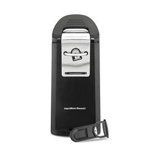 Hamilton Beach Smooth Touch Electric Automatic Can Opener Easy Push Down Lever, For All Standard-Size and Pop-Top, Extra Tall, With Bottle Opening Accessory and Built-In Knife Sharpener, Black