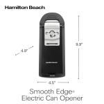 Hamilton Beach Smooth Touch Electric Automatic Can Opener Easy Push Down Lever, For All Standard-Size and Pop-Top, Extra Tall, With Bottle Opening Accessory and Built-In Knife Sharpener, Black