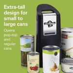 Hamilton Beach Smooth Touch Electric Automatic Can Opener Easy Push Down Lever, For All Standard-Size and Pop-Top, Extra Tall, With Bottle Opening Accessory and Built-In Knife Sharpener, Black