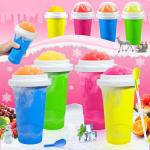 Tgosomt Slushy Cup 2 Pack, Magic Quick Frozen Slushie Maker Cup Squeeze,Ice Cream Make,Cool Fun Stuff Things Gadgets (Blue and Pink)