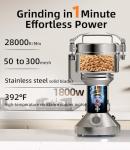Electric Grain Mill 750g, Flour Grinder Mill Stainless Steel for Home, Counter Grain Grinder for Wheat Berry, Rice, Corn, Herbs, Spices