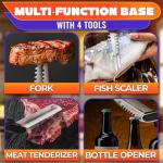 6-in-1 Cutting Board Scissors – Kitchen Shears Heavy Duty with Built-In Mini Board, Ribbed No-Slip Blade, Spring-Assist, Safety Lock & Dishwasher-Safe Design – Meat Scissors for Veggies, Fruits, Fish