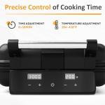 Sunvivi Stainless Steel Waffle Maker 4 Slices with Quick Heat-Up, Time & Temperature Control, LCD Display, Nonstick Surface, Perfect Waffle Iron for Kids and Families, Silver